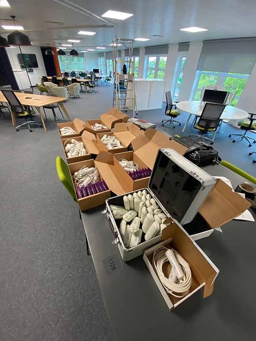 IAQ Sensors and air quality monitors in an office
