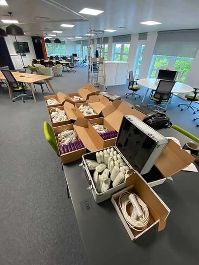 IAQ Sensors and air quality monitors in an office