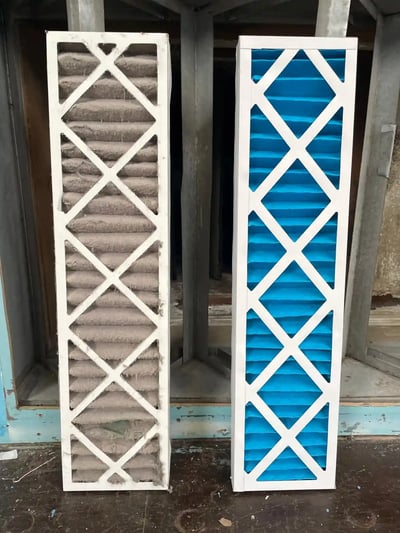Clean VS dirty HVAC filter in the Gym