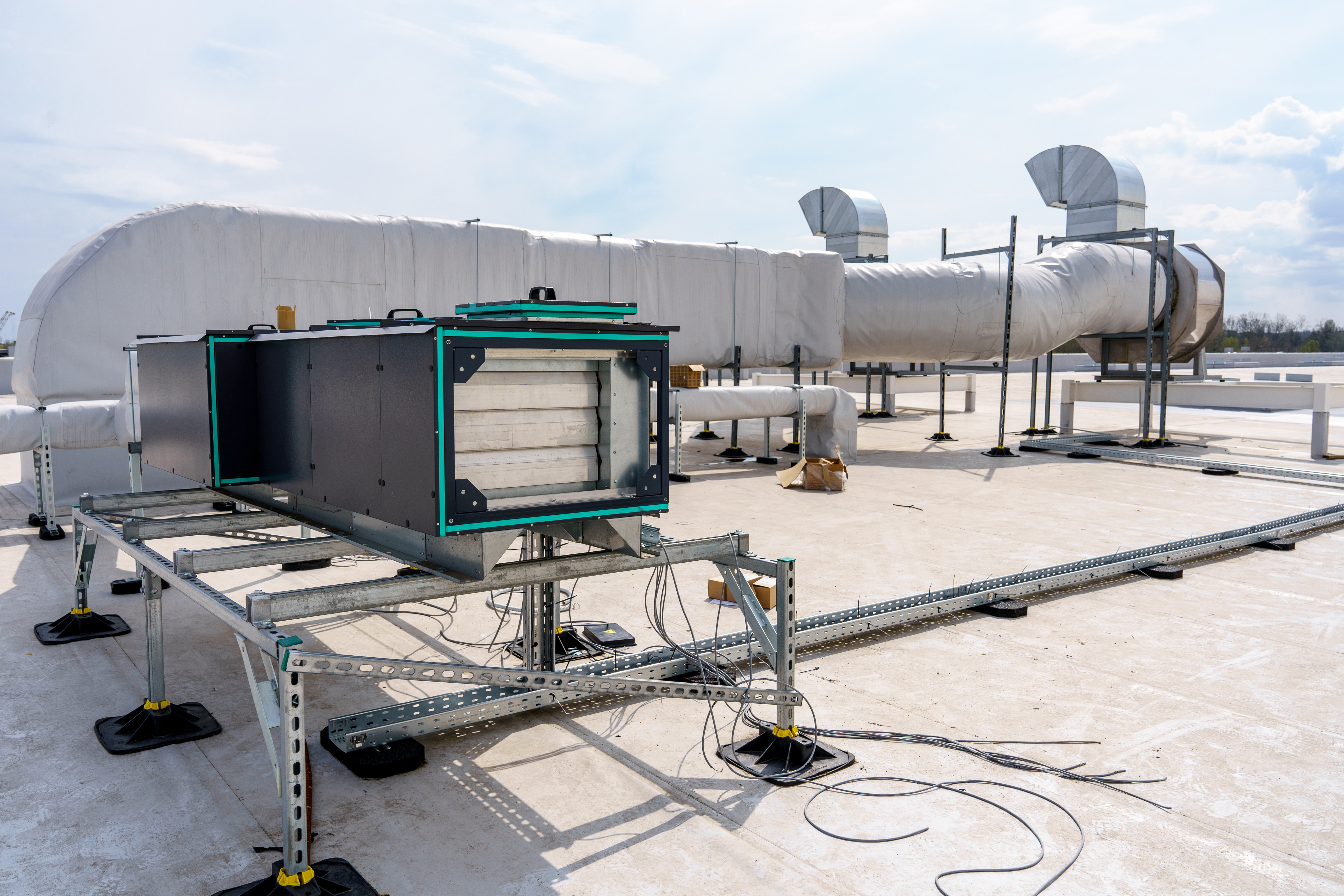 HVAC systems ductwork on roof