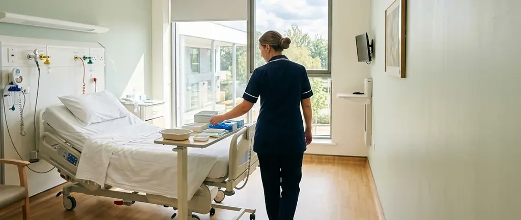 NHS hospital room using entonox, gas and air