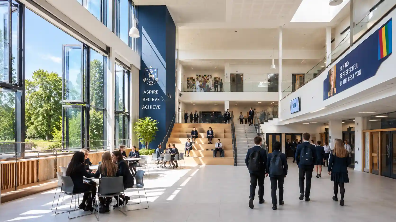 School atrium with windows
