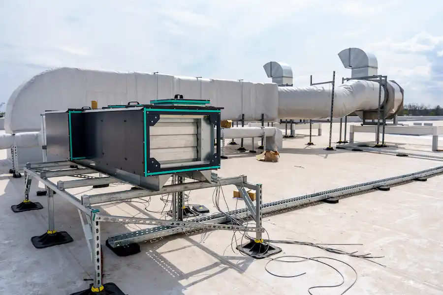Maintainaway installed, photo of ductwork on roof